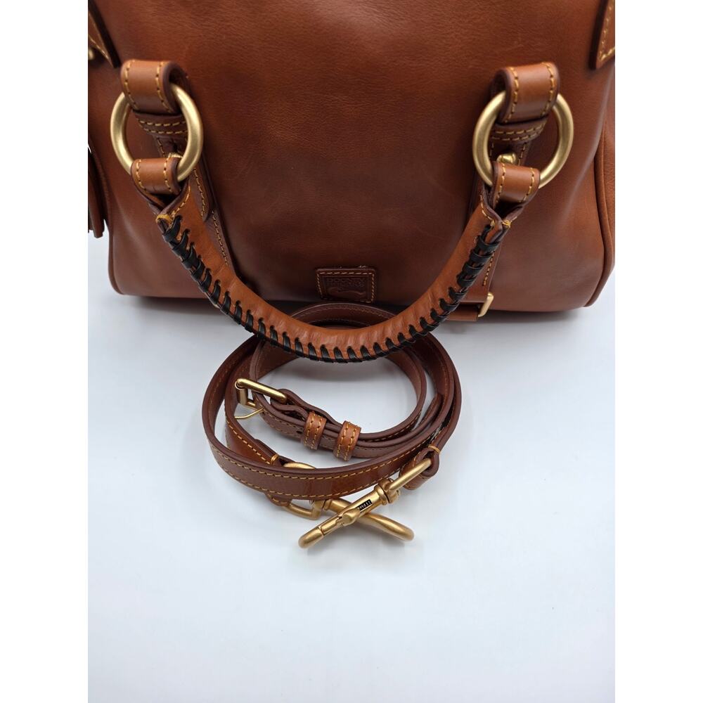 NWT Dooney & Bourke Florentine Leather Satchel Natural Brown Crossbody Bag - Picture 4 of 16